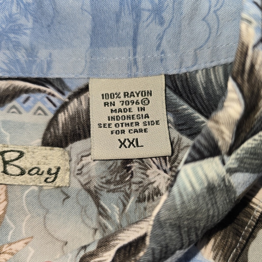 Batik Bay Vintage Hawaiian Shirt XXL Blue Rayon Tropical Island Camp Aloha Y2K.. - Picture 3 of 10